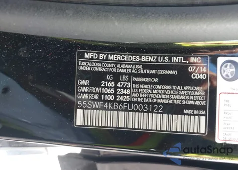 2015 Mercedes-Benz C 300 4Matic from USA, damaged, VIN 55SWF4KB6FU003122